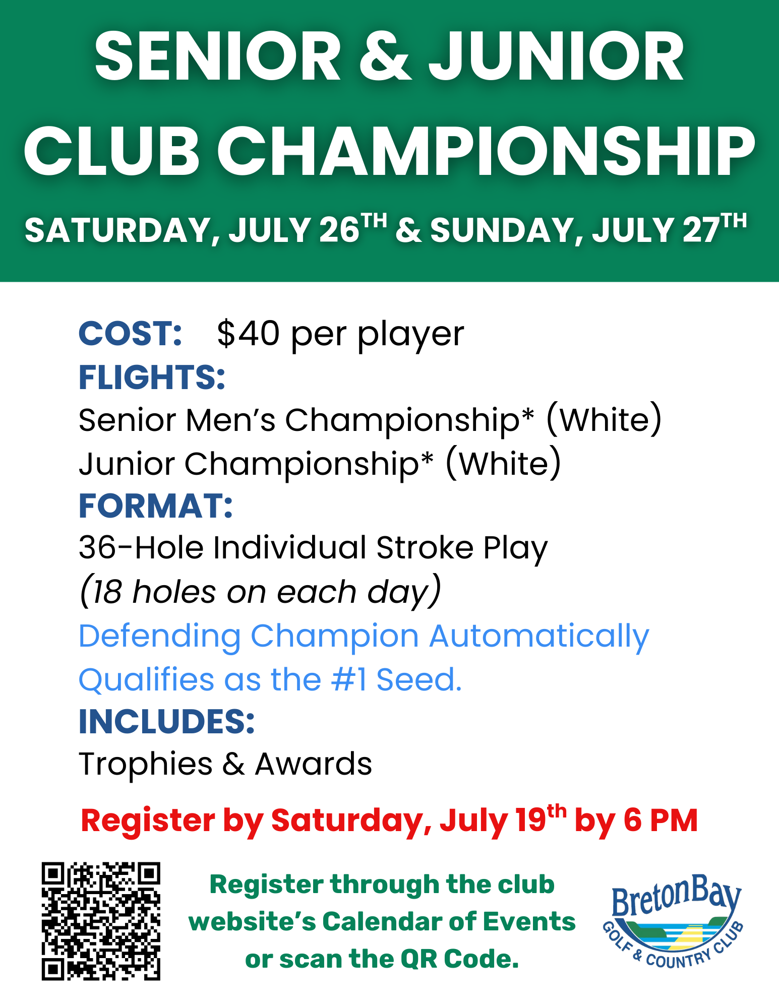 Junior Senior Club Championship 2025 Flyer